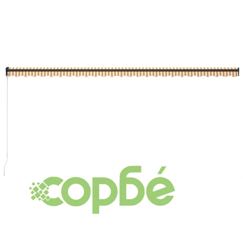 Ръчно прибиращ се сенник с LED, 600x300 см, жълто и бяло ➤ топ цена ➤ sorbe.bg