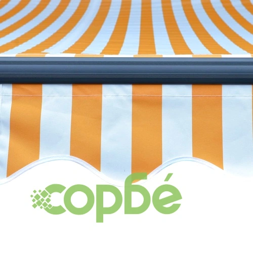 Ръчно прибиращ се сенник с LED, 600x300 см, жълто и бяло ➤ топ цена ➤ sorbe.bg