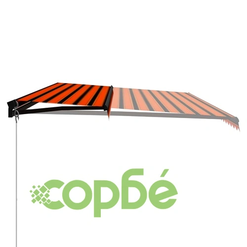 Ръчно прибиращ се сенник с LED, 600x300 см, оранжево и кафяво ➤ топ цена ➤ sorbe.bg