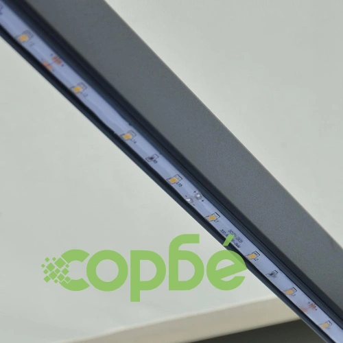 Прибиращ се сенник, сензор за вятър и LED, 300x250 см, кремав ➤ топ цена ➤ sorbe.bg