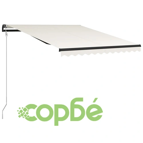 Прибиращ се сенник, сензор за вятър и LED, 300x250 см, кремав ➤ топ цена ➤ sorbe.bg