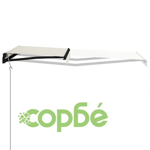 Прибиращ се сенник, сензор за вятър и LED, 300x250 см, кремав ➤ топ цена ➤ sorbe.bg
