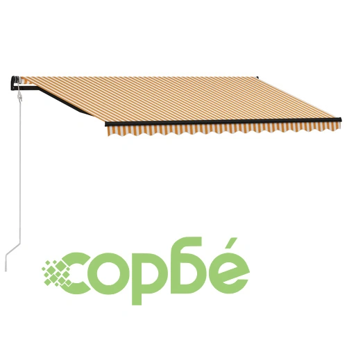 Прибиращ се сенник сензор за вятър и LED 400x300 см жълто-бял ➤ топ цена ➤ sorbe.bg