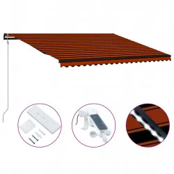Прибиращ се сенник сензор за вятър LED 500x300 см оранжевокафяв