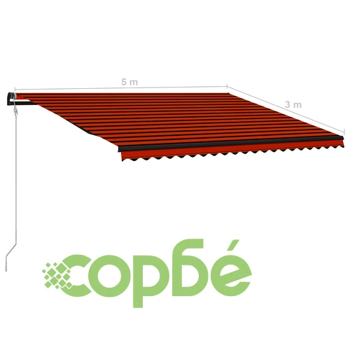 Прибиращ се сенник сензор за вятър LED 500x300 см оранжевокафяв ➤ топ цена ➤ sorbe.bg