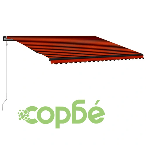 Прибиращ се сенник сензор за вятър LED 500x300 см оранжевокафяв ➤ топ цена ➤ sorbe.bg