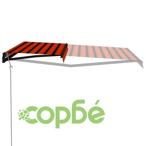 Прибиращ се сенник сензор за вятър LED 500x300 см оранжевокафяв ➤ топ цена ➤ sorbe.bg