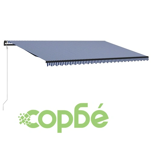 Прибиращ се сенник сензор за вятър LED 600x300 см синьо и бяло ➤ топ цена ➤ sorbe.bg