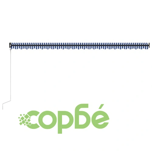 Прибиращ се сенник сензор за вятър LED 600x300 см синьо и бяло ➤ топ цена ➤ sorbe.bg