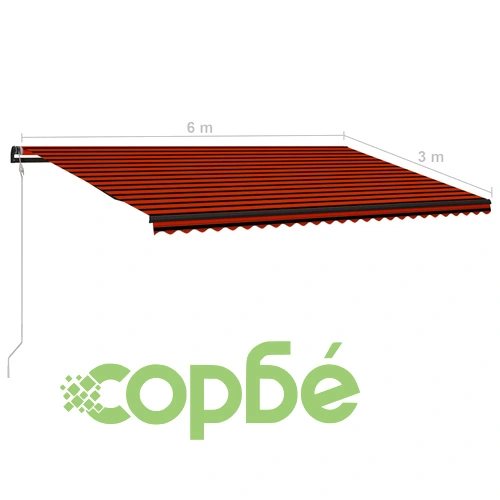 Прибиращ се сенник сензор за вятър LED 600x300 см оранжевокафяв ➤ топ цена ➤ sorbe.bg