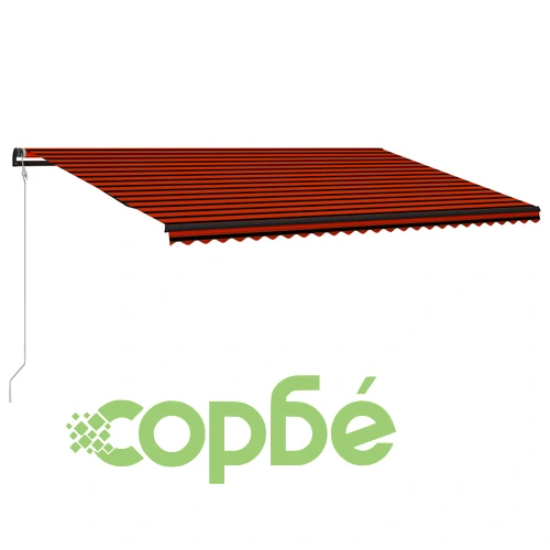 Прибиращ се сенник сензор за вятър LED 600x300 см оранжевокафяв ➤ топ цена ➤ sorbe.bg
