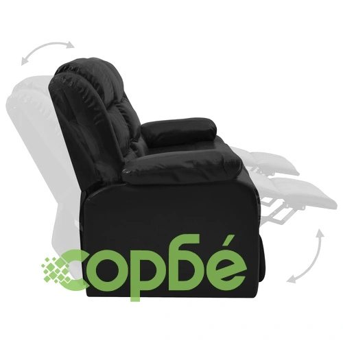 Комплект реклайнери, 2 части, черен, изкуствена кожа ➤ топ цена ➤ sorbe.bg