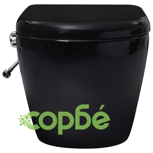 Окачена тоалетна чиния без ръб, скрито казанче, керамика, черна ➤ топ цена ➤ sorbe.bg