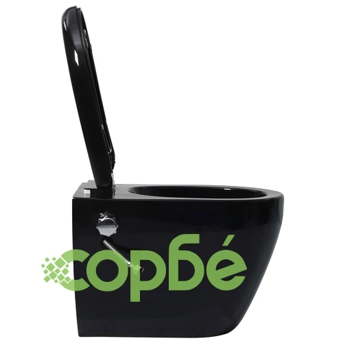 Окачена тоалетна чиния без ръб, скрито казанче, керамика, черна ➤ топ цена ➤ sorbe.bg