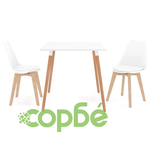 Трапезен комплект от 3 части, бял ➤ топ цена ➤ sorbe.bg