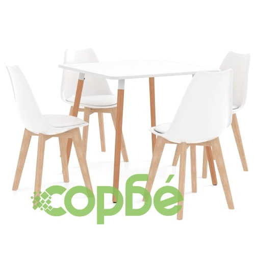 Трапезен комплект от 5 части, бял ➤ топ цена ➤ sorbe.bg