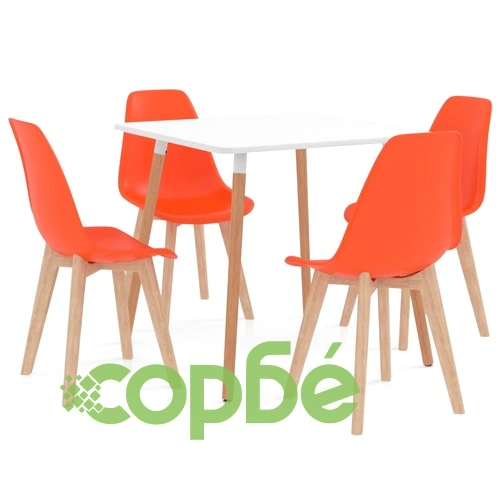 Трапезен комплект от 5 части, оранжев ➤ топ цена ➤ sorbe.bg