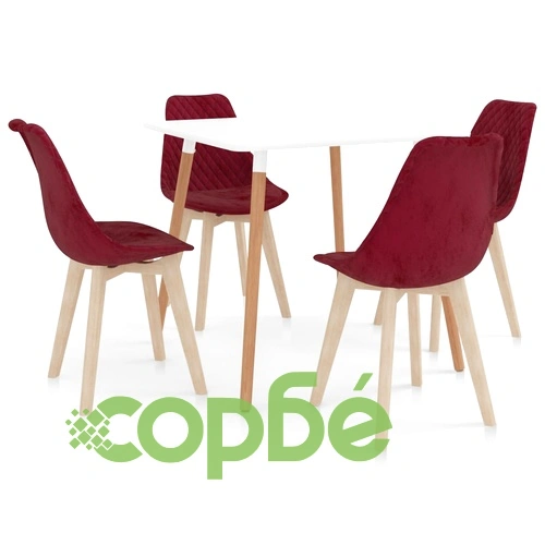 Трапезен комплект от 5 части, виненочервен   ➤ топ цена ➤ sorbe.bg