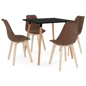 Трапезен комплект от 5 части, кафяв  