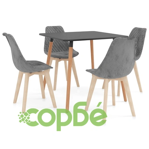 Трапезен комплект от 5 части, сив ➤ топ цена ➤ sorbe.bg