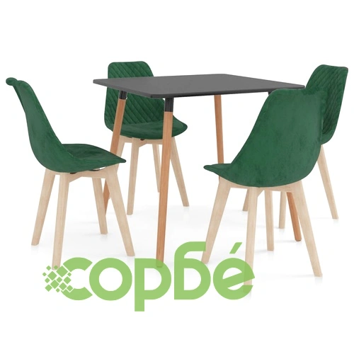 Трапезен комплект от 5 части, тъмнозелен   ➤ топ цена ➤ sorbe.bg