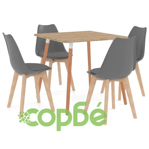 Трапезен комплект от 5 части, сив ➤ топ цена ➤ sorbe.bg