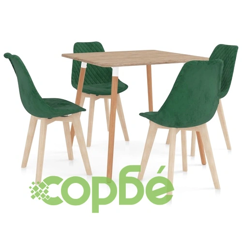 Трапезен комплект от 5 части, тъмнозелен   ➤ топ цена ➤ sorbe.bg