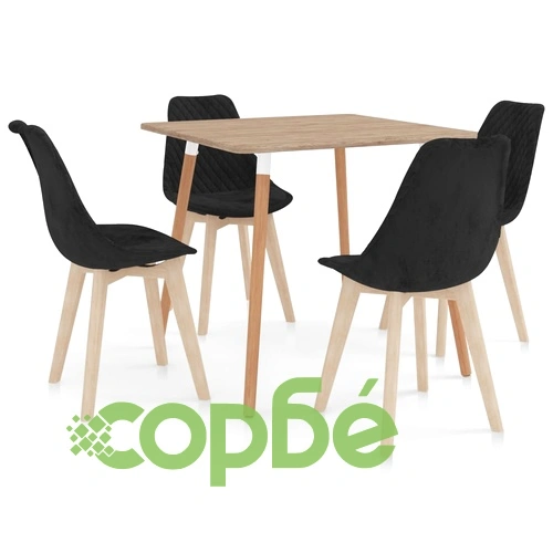 Трапезен комплект от 5 части, черен    ➤ топ цена ➤ sorbe.bg