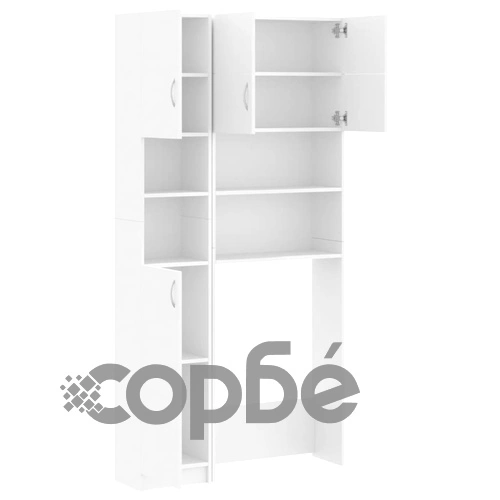 Комплект шкафове за пералня, бял, инженерно дърво ➤ топ цена ➤ sorbe.bg