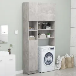Комплект шкафове за пералня, бетонно сив, ПДЧ