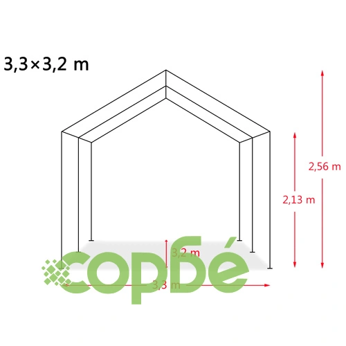 Мобилен навес за животни PVC 550 г/м² 3,3x3,2 м тъмнозелен ➤ топ цена ➤ sorbe.bg