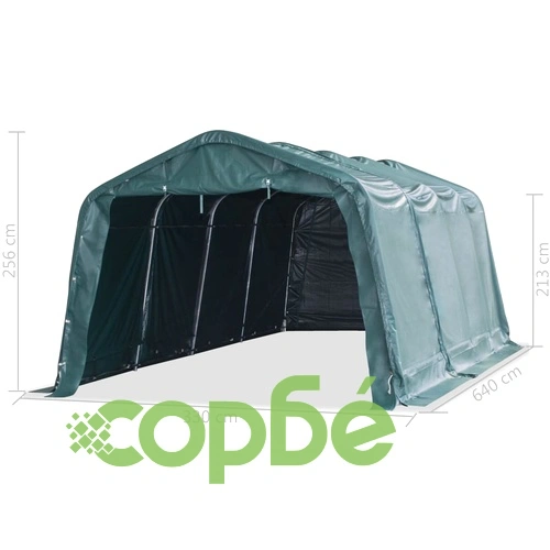 Мобилен навес за животни PVC 550 г/м² 3,3x6,4 м тъмнозелен ➤ топ цена ➤ sorbe.bg