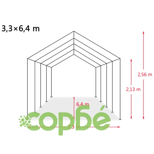 Мобилен навес за животни PVC 550 г/м² 3,3x6,4 м тъмнозелен ➤ топ цена ➤ sorbe.bg