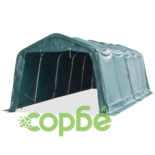 Мобилен навес за животни PVC 550 г/м² 3,3x8 м тъмнозелен ➤ топ цена ➤ sorbe.bg