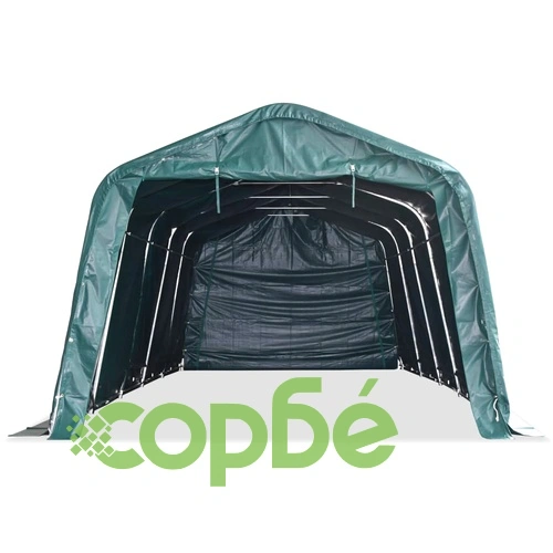 Мобилен навес за животни PVC 550 г/м² 3,3x8 м тъмнозелен ➤ топ цена ➤ sorbe.bg
