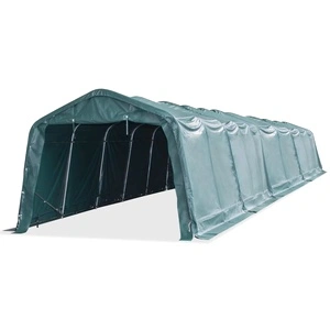 Мобилен навес за животни PVC 550 г/м² 3,3x16 м тъмнозелен