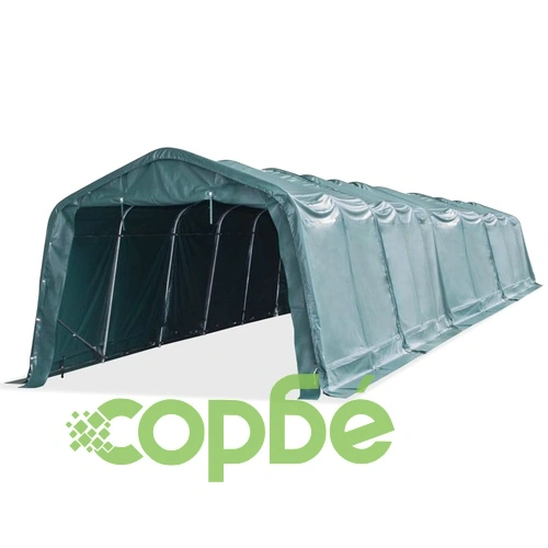 Мобилен навес за животни PVC 550 г/м² 3,3x16 м тъмнозелен ➤ топ цена ➤ sorbe.bg