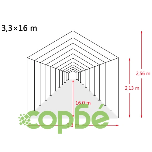 Мобилен навес за животни PVC 550 г/м² 3,3x16 м тъмнозелен ➤ топ цена ➤ sorbe.bg