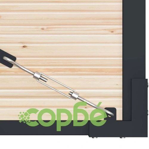 Оградна порта от стомана и смърчово дърво 413x125 см ➤ топ цена ➤ sorbe.bg