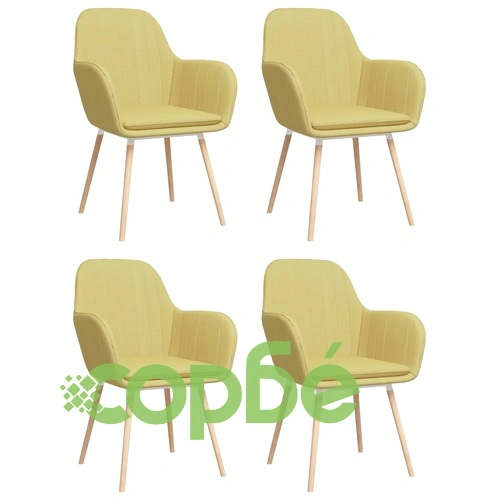Трапезни столове с подлакътници, 4 бр, зелени, текстил ➤ топ цена ➤ sorbe.bg