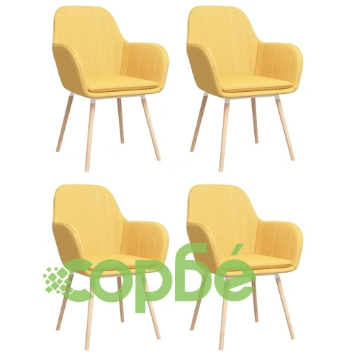 Трапезни столове с подлакътници, 4 бр, жълти, текстил ➤ топ цена ➤ sorbe.bg