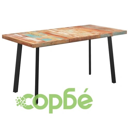 Трапезна маса с V-образни крака 180x90x77 см регенериран масив ➤ топ цена ➤ sorbe.bg