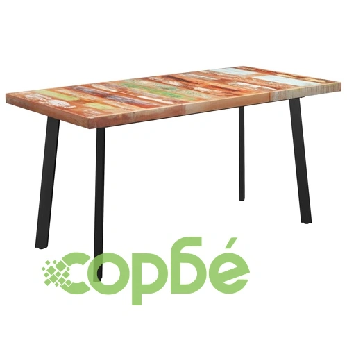 Трапезна маса с V-образни крака 180x90x77 см регенериран масив ➤ топ цена ➤ sorbe.bg