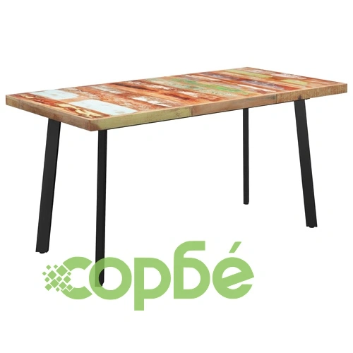 Трапезна маса с V-образни крака 180x90x77 см регенериран масив ➤ топ цена ➤ sorbe.bg