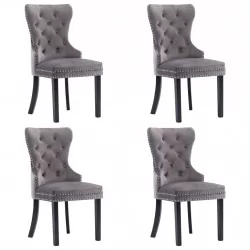Трапезни столове, 4 бр, сиви, кадифе