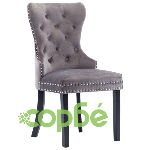Трапезни столове, 6 бр, сиви, кадифе ➤ топ цена ➤ sorbe.bg