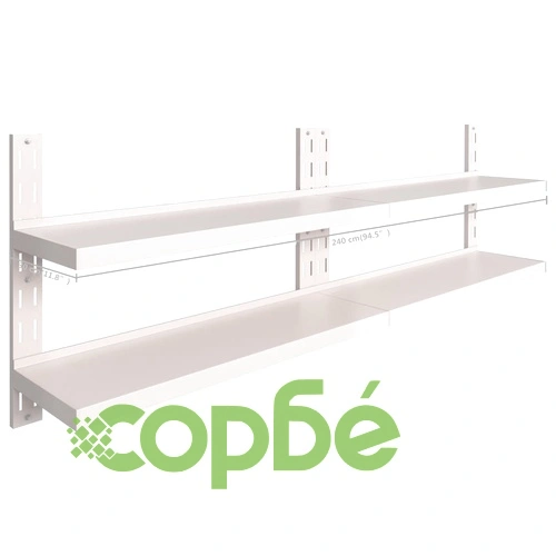 Стенни рафтове на 2 нива, 2 бр, неръждаема стомана, 240x30 см ➤ топ цена ➤ sorbe.bg