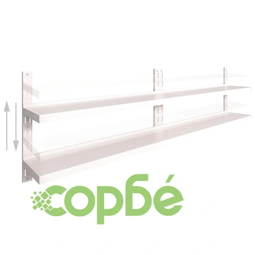 Стенни рафтове на 2 нива, 2 бр, неръждаема стомана, 300x30 см ➤ топ цена ➤ sorbe.bg