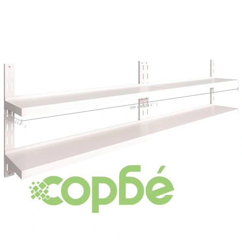 Стенни рафтове на 2 нива, 2 бр, неръждаема стомана, 300x30 см ➤ топ цена ➤ sorbe.bg