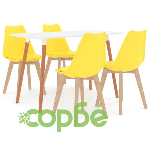 Трапезен комплект от 5 части, жълт ➤ топ цена ➤ sorbe.bg